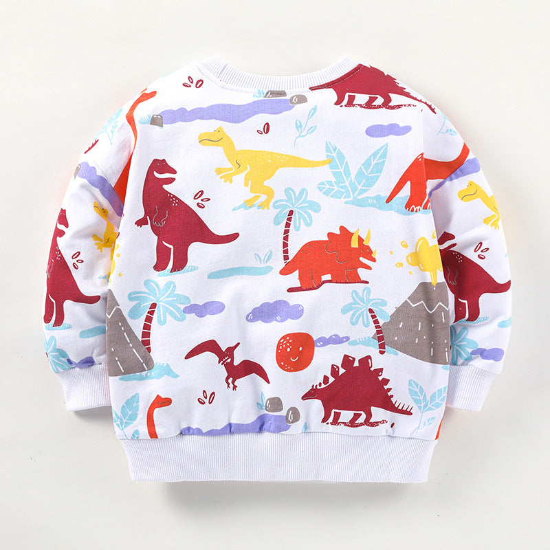 Boy's Long-sleeved Baby Top Cotton Dinosaur Children's Hoodie