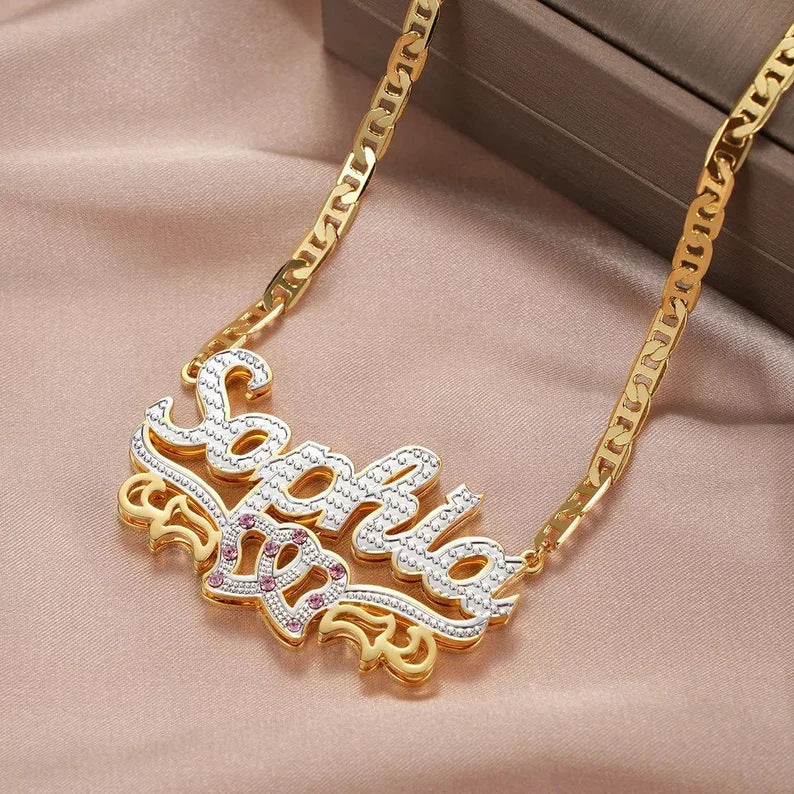 Hip Hop Trendy Two Tone Letter Necklace