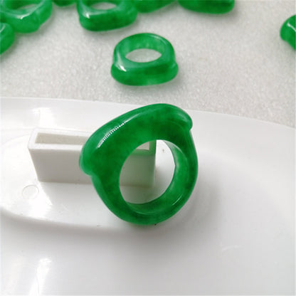 Myanmar Dry Green Jade Saddle Jade Ring