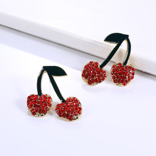 Female Summer Alloy Cherry-shaped Earrings