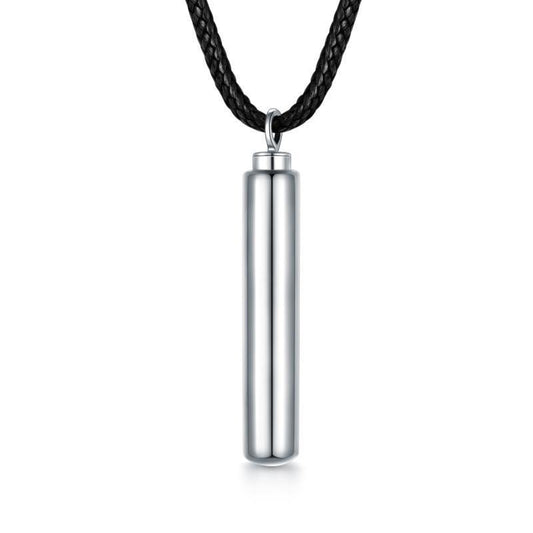 Cylinder Cremation Necklace Sterling Silver Urn Jewelry Dog Human Hair Memorial Pendant