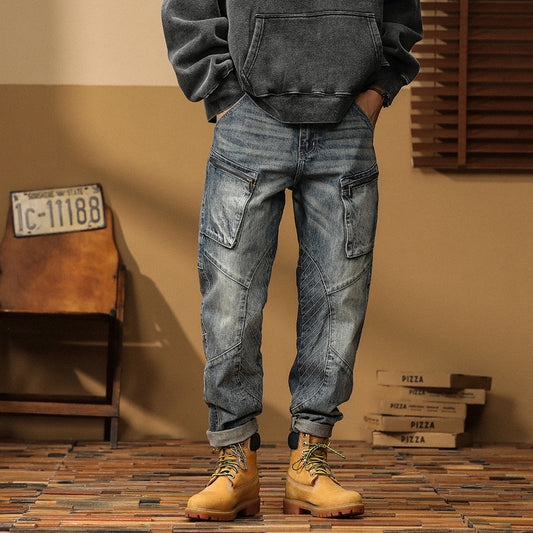 American Straight Men's Versatile Loose Denim Daddy Pants