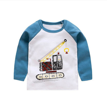 Children's Cotton Base Shirt Round Neck Raglan Sleeves Top