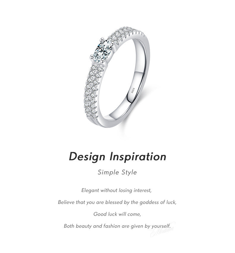 Ins Style Elegant Light Luxury Double Layer Gang Drill Diamond-studded Ring Female S925 Silver High Sense