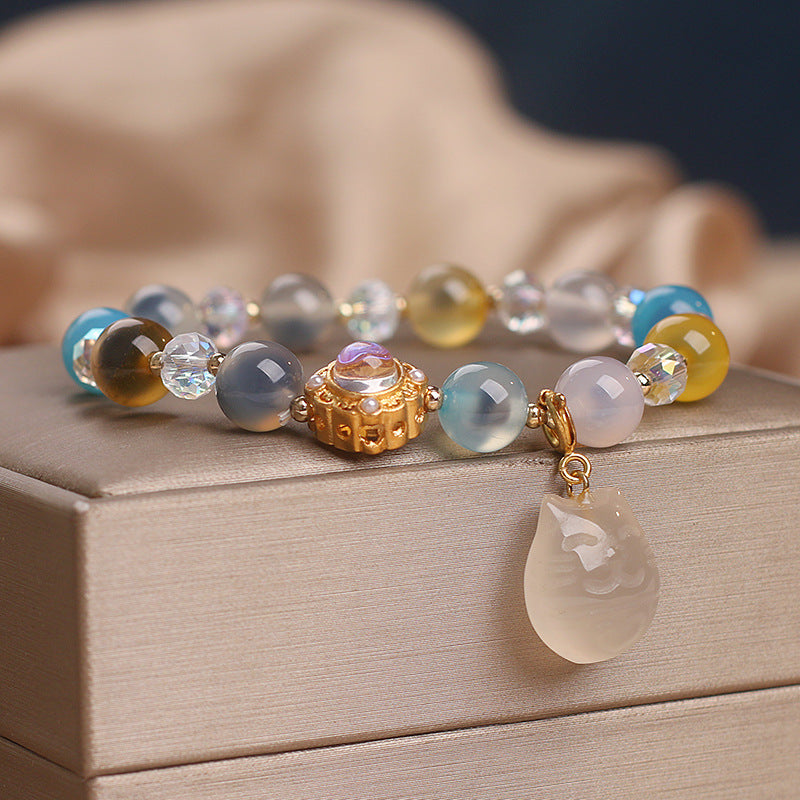 Ethnic Style Colorful Heart Agate Bracelet