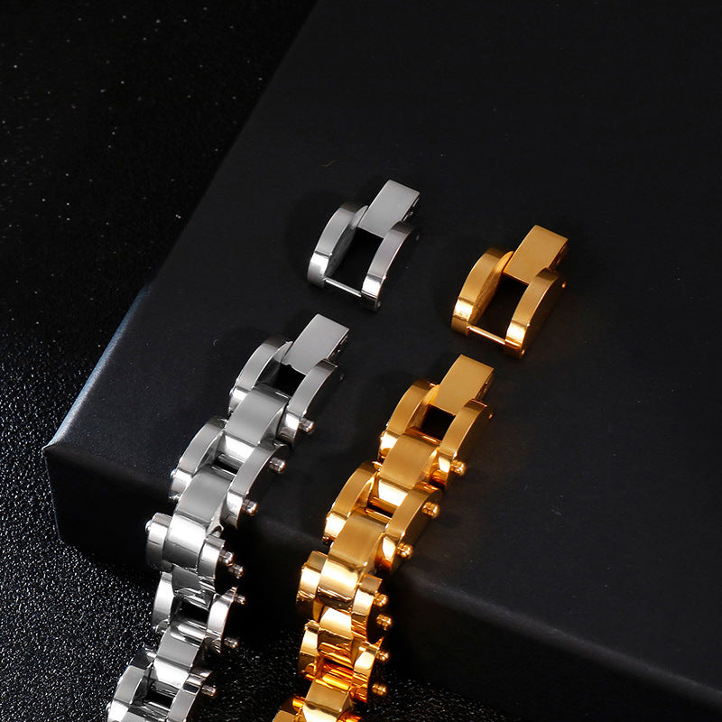 Stainless Steel Room Gold Personality Diamond Texture Men's Titanium Steel Bracelet