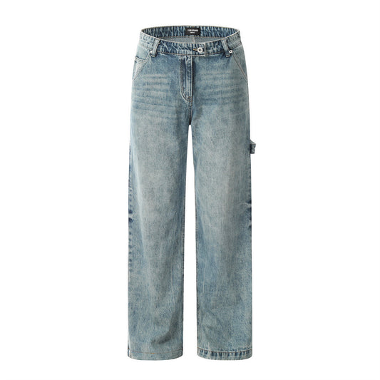 Wide-leg Jeans Men's Loose Casual Wash Straight-leg Trousers