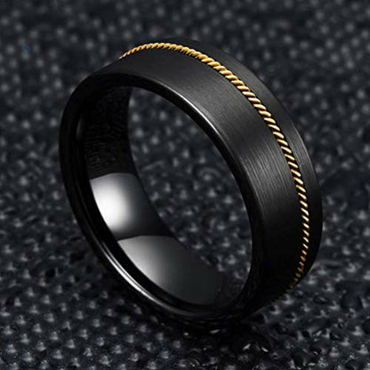 8mm Tungsten Steel Flat Electric Black Ring