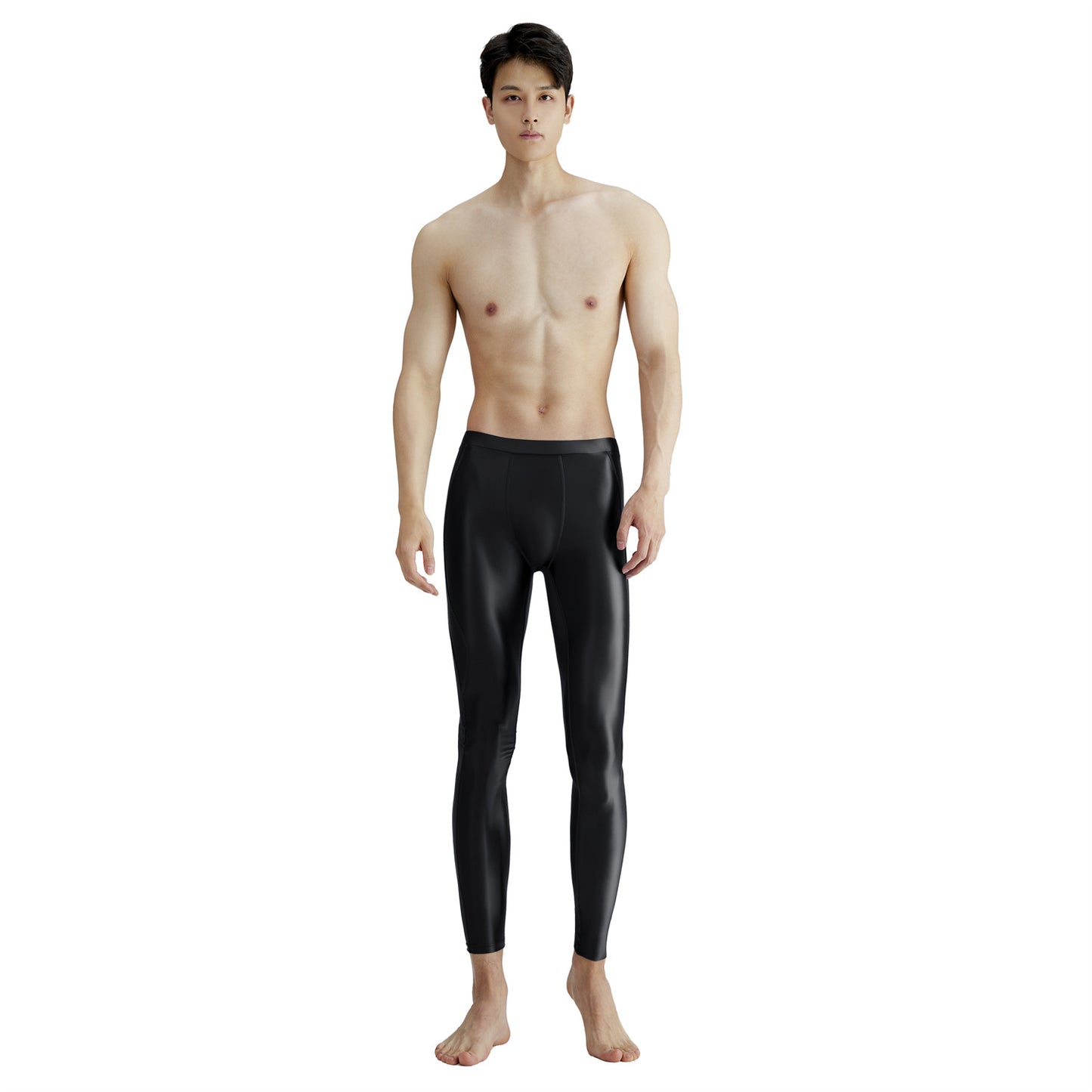 Men's Quick Dry Oil Gloss Spandex Breathable Stretch Fitness Nine Pants