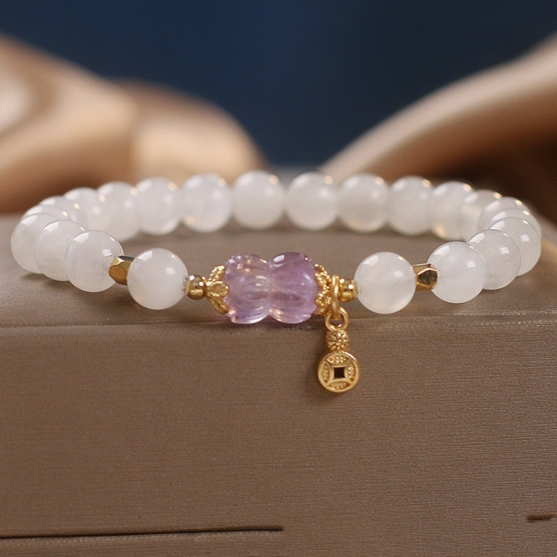 Money Drawing And Luck Changing Ethnic Style Natural White Moonlight Bracelet