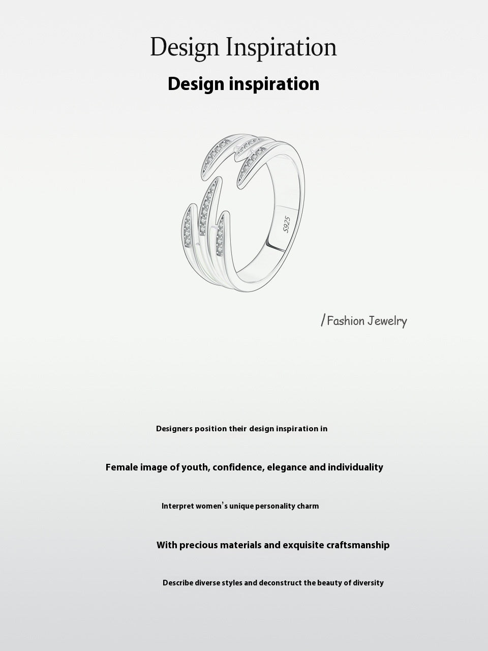 S925 Silver High-grade Enamel Open Ring Personalized Ins Style Stackable