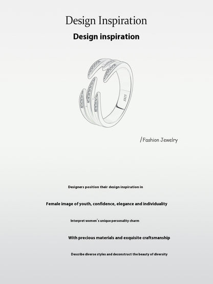 S925 Silver High-grade Enamel Open Ring Personalized Ins Style Stackable
