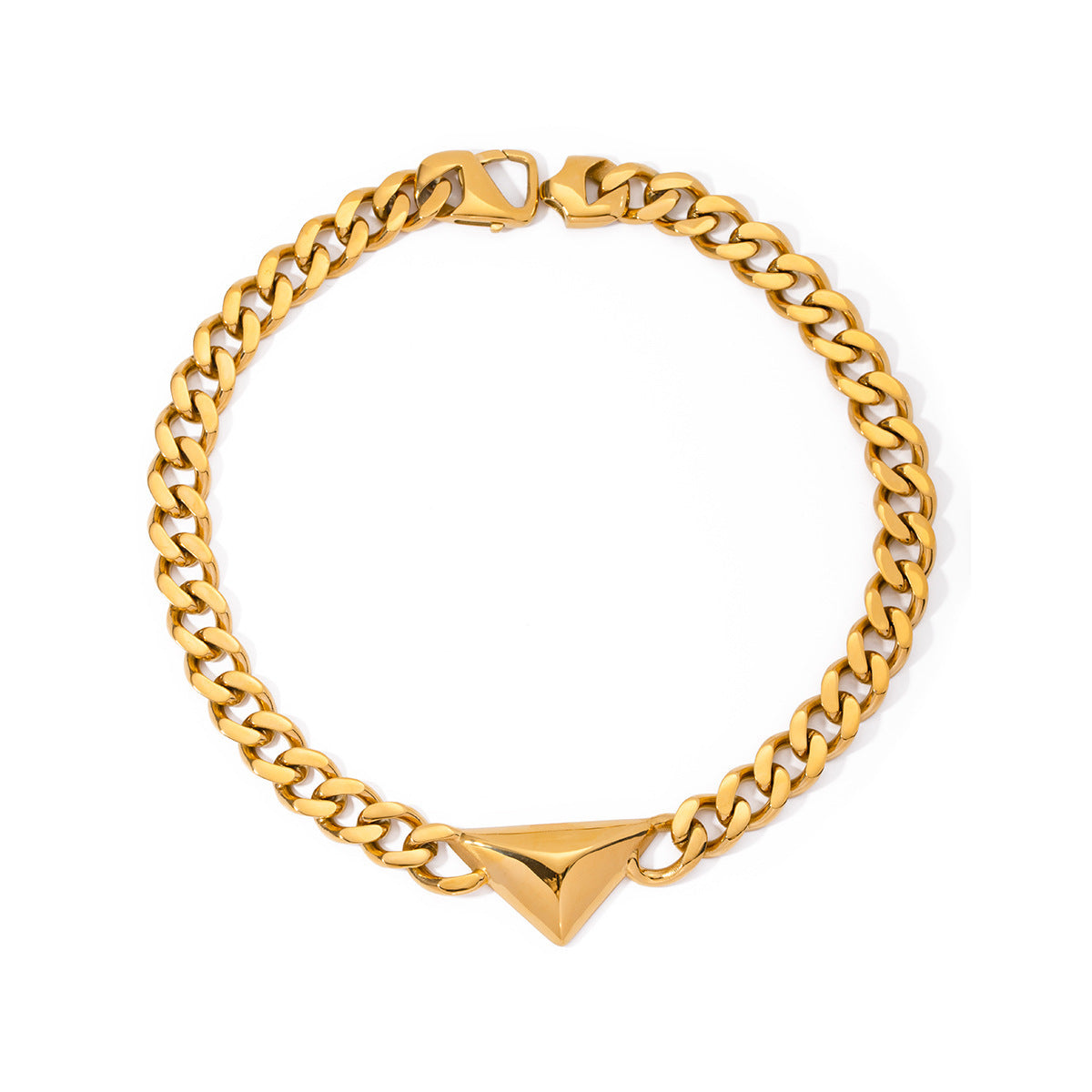 French Entry Lux Simple 18K Gold Stainless Steel Triangle Necklace