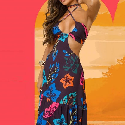 Women's Fashion Printing Leisure Vacation Long Dress