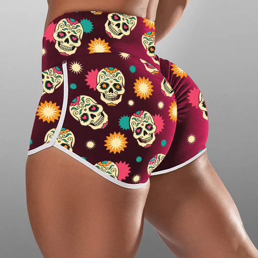 Women's Fashion Skull Print Yoga Shorts