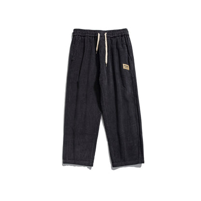 Men's Labelled Straight-leg Pants Trendy Corduroy Casual Sweatpants