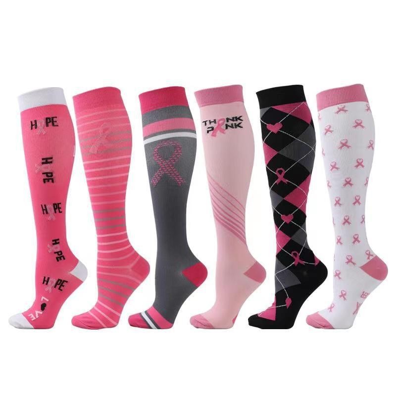 6 Pairs Combination Pattern Long Tube Sports Compression Stockings