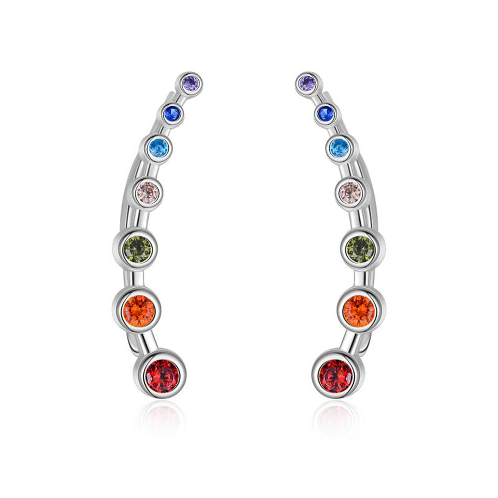 925 Sterling Silver Rainbow Chakra Earrings Yoga Jewelry for Women Girls