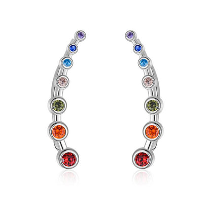 925 Sterling Silver Rainbow Chakra Earrings Yoga Jewelry for Women Girls