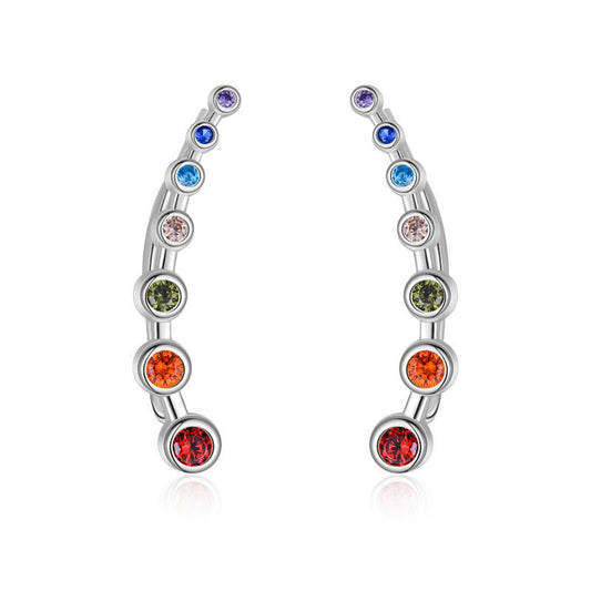 925 Sterling Silver Rainbow Chakra Earrings Yoga Jewelry for Women Girls