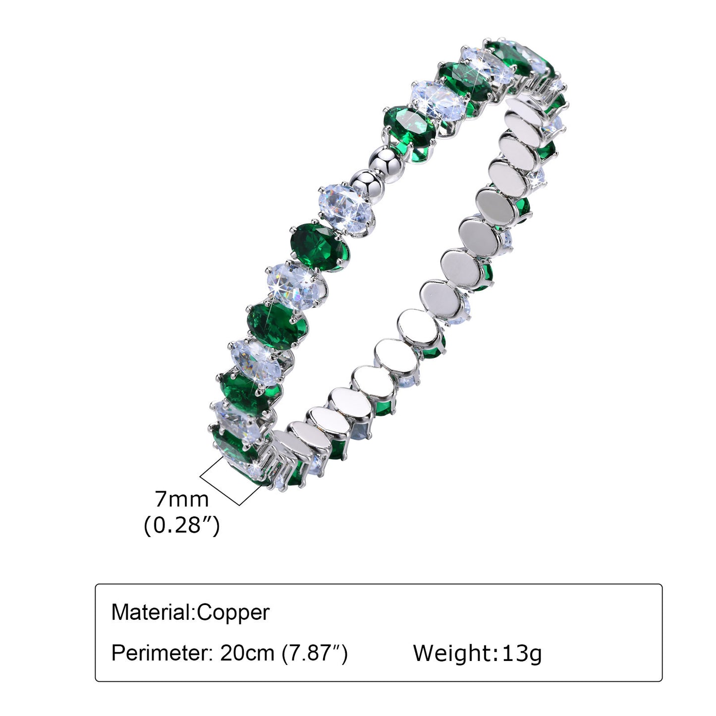 Fashion Women's Colorful Oval Zircon Bracelet