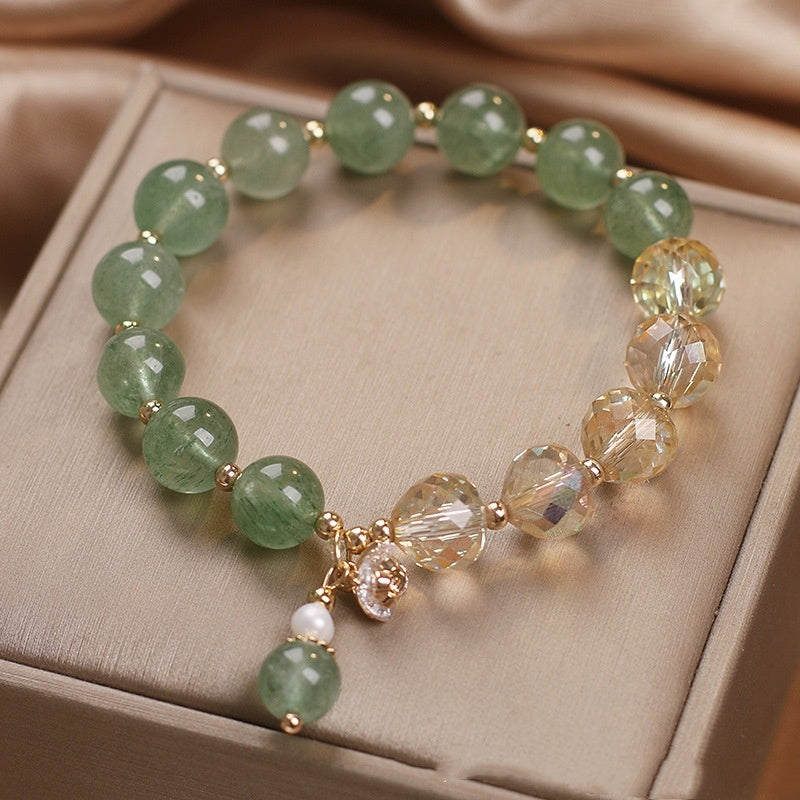 Original Design Green Strawberry Quartz Bracelet