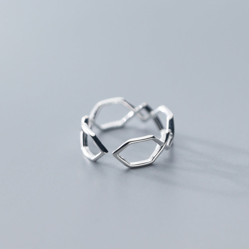 Hollow Double Line Cross Adjustable Ring