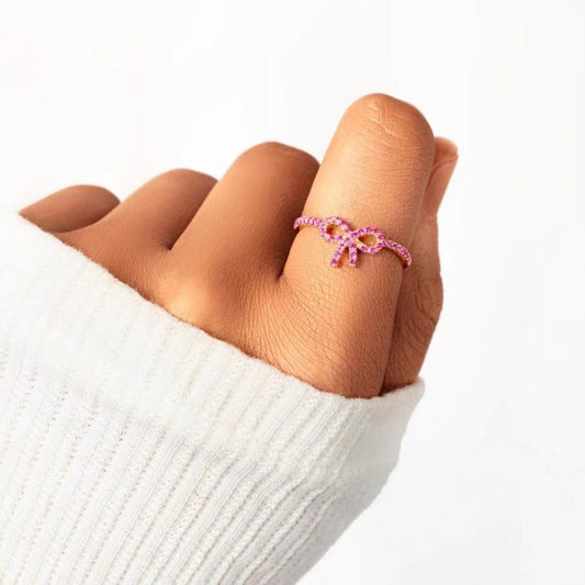 S925 Sterling Silver Bow Buckle Ring Female Simple Index Finger Ring