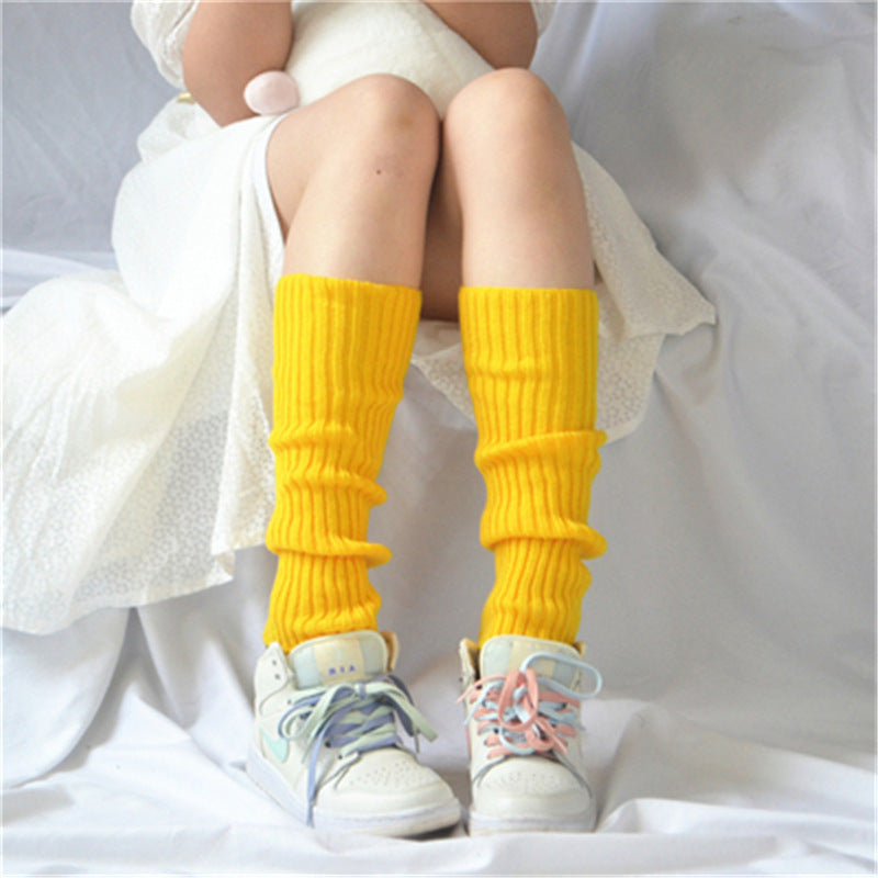 Candy Color Japanese Solid Color Bunching Socks