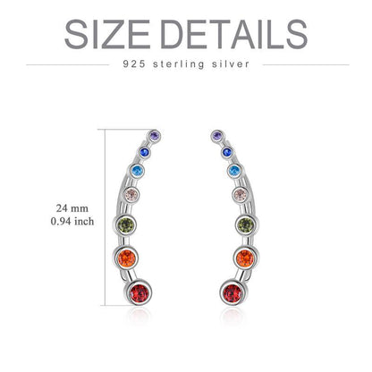 925 Sterling Silver Rainbow Chakra Earrings Yoga Jewelry for Women Girls