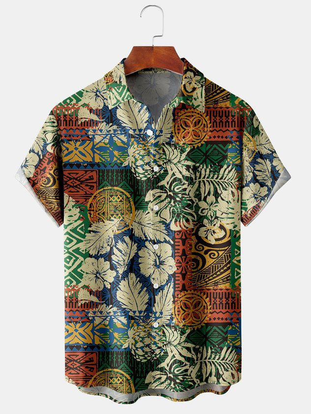 Summer Casual Printed Hawaiian Shirt Men Vacation Seaside