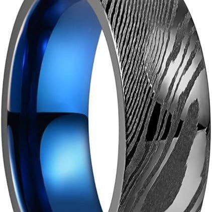 Damascus Steel Ring Two-color Electroplating