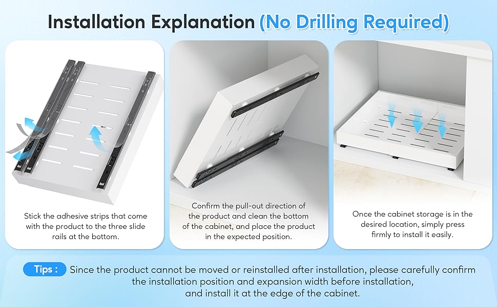 Pull Out Kitchen  Storage Rack Cabinet Organizer Expandable Heavy Duty Slide Out Drawers  for Kitchen,Bathroom,Pantry Organizer
