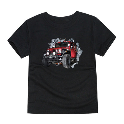 Children's Short-sleeved Cotton Heat Transfer T-shirt For Boys And Girls