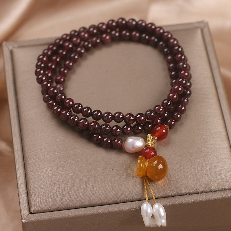 Ethnic Style Multi-circle Natural Garnet Legend Bracelet