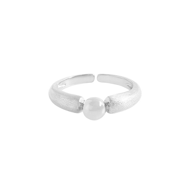 Women's All-match Bright Silver Brushed Ring