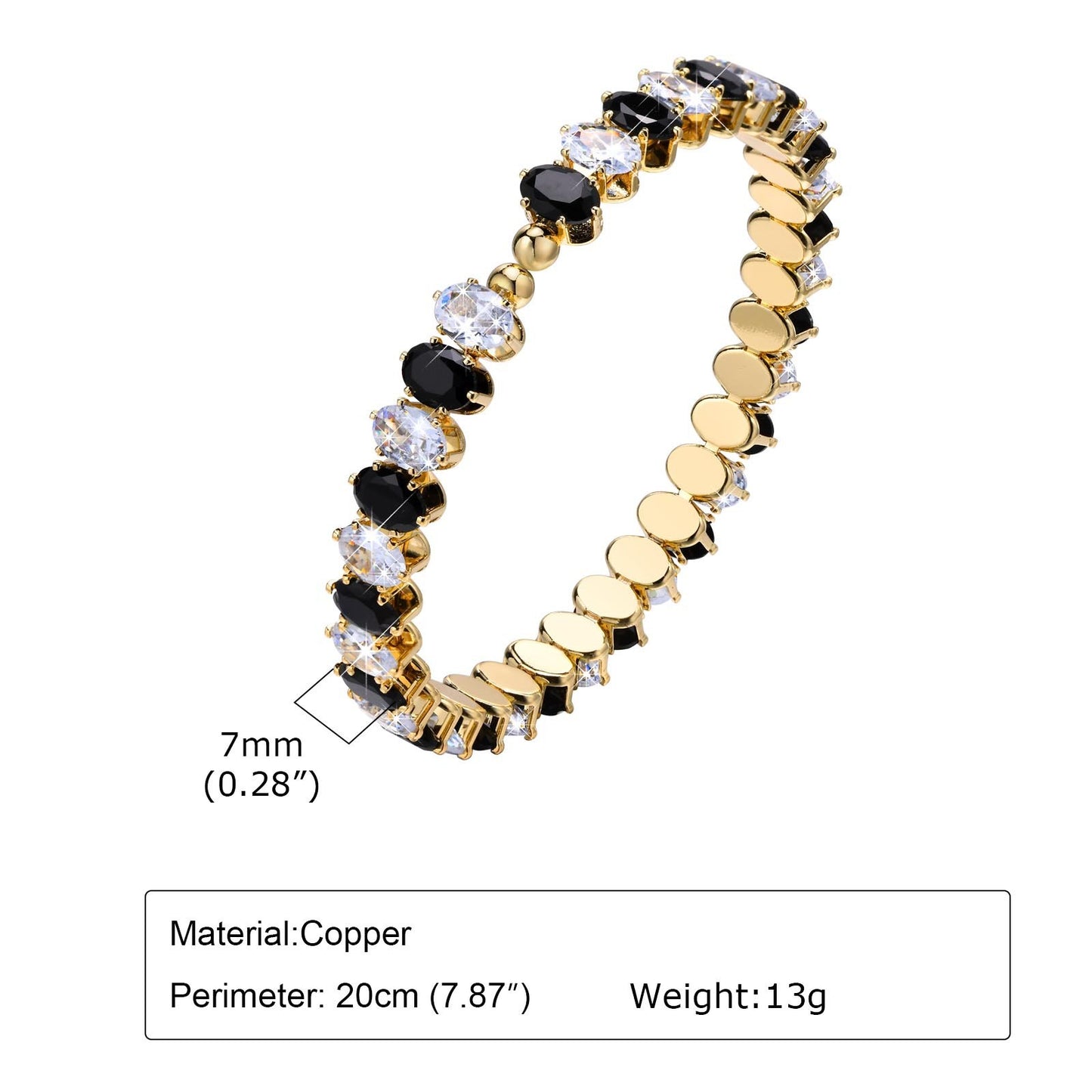 Fashion Women's Colorful Oval Zircon Bracelet