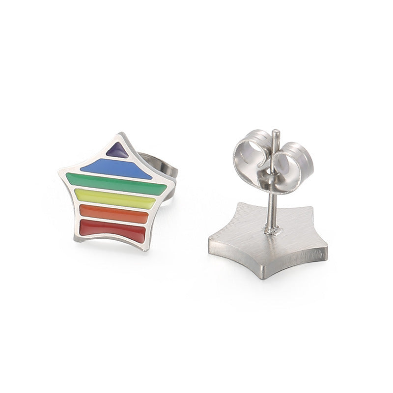 Stainless Steel Fashion Creative Rainbow Geometric Earrings