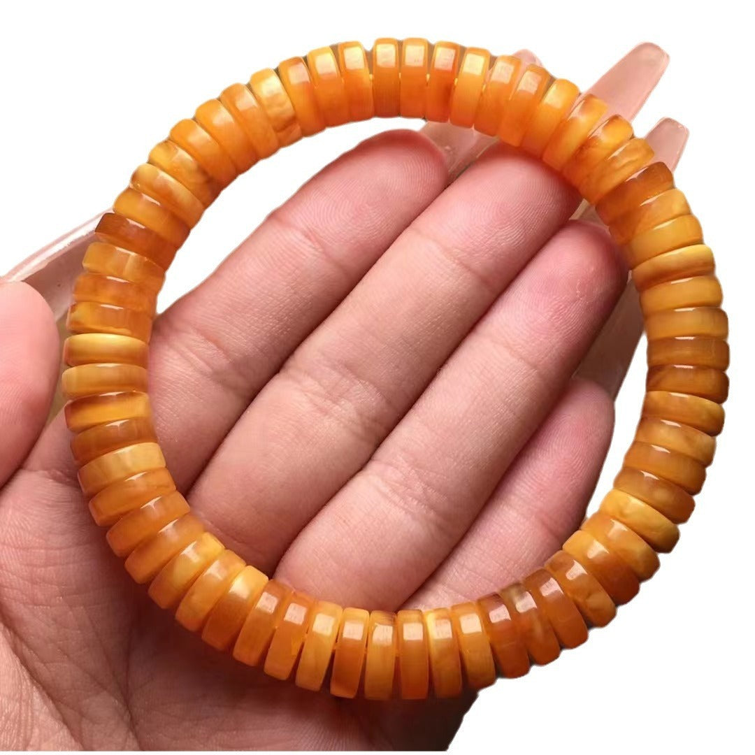 Natural Beeswax Old Honey Thin Cut Pills Bracelet