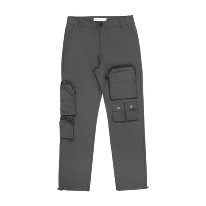 Original Gray Multi-pocket Straight Casual Overalls