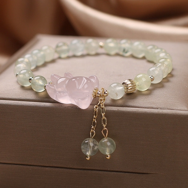 Natural Prehnite Beaded Bracelet Sweet And Cute