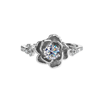 Sterling Silver D Color Moissanite Water Lily Ring