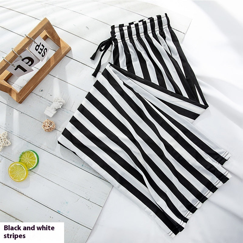 Women's Fashionable Loose Vertical Stripes Slimming Casual Wide-leg Pants