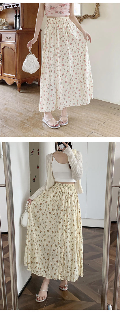 Summer Women's Floral Pleated Skirt