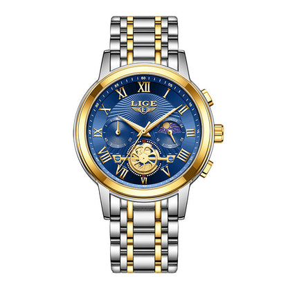 Men's Quartz Watch Luminous Moon Phase Multifunctional