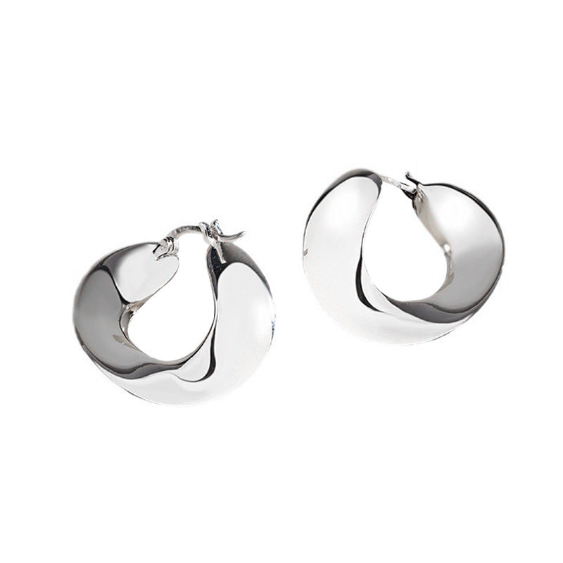 S925 Sterling Silver Wafer Irregular Earrings