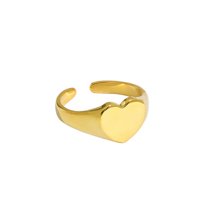 Sterling Silver Temperamental Minimalist All-match Heart-shaped Ring