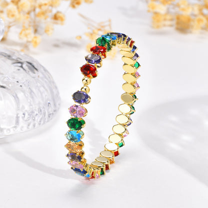 Fashion Women's Colorful Oval Zircon Bracelet