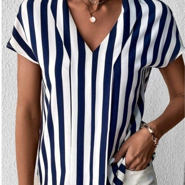 Striped Loose Printed Top For Women