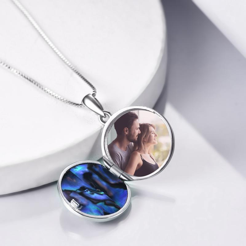 Personalized Flower Photo Locket Necklace 925 Sterling Silver Photo Pendant